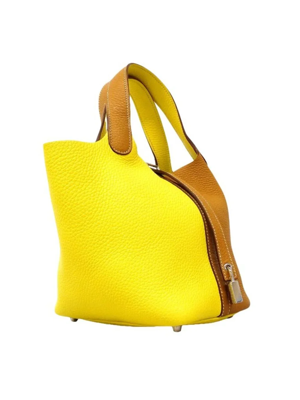 Hermes Handbag Picotin Lock PM Kazak Taurillon Clemence Sesame Lime Silver